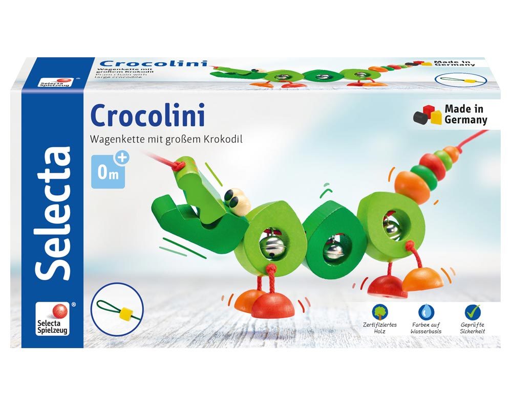 Crocolini, chaîne de landau - jouets bois Selecta