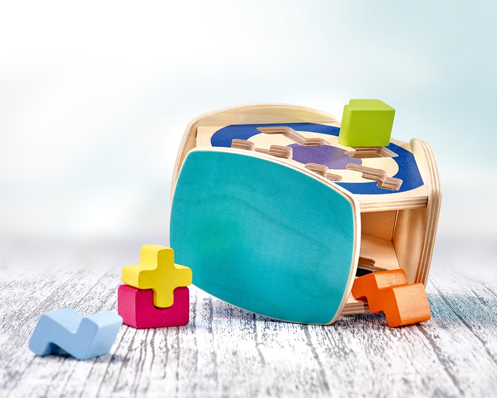 Sortino, jeu délicat de tri avec des blocs puzzle - jouets bois Selecta