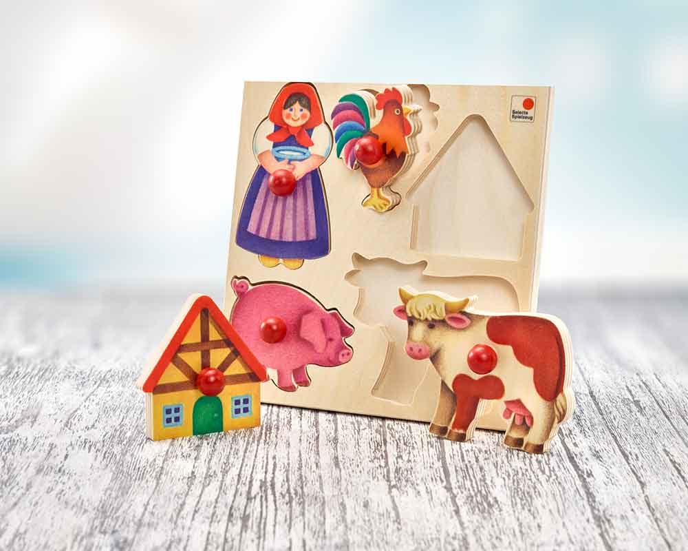 Puzzle, ferme - jouets bois Selecta