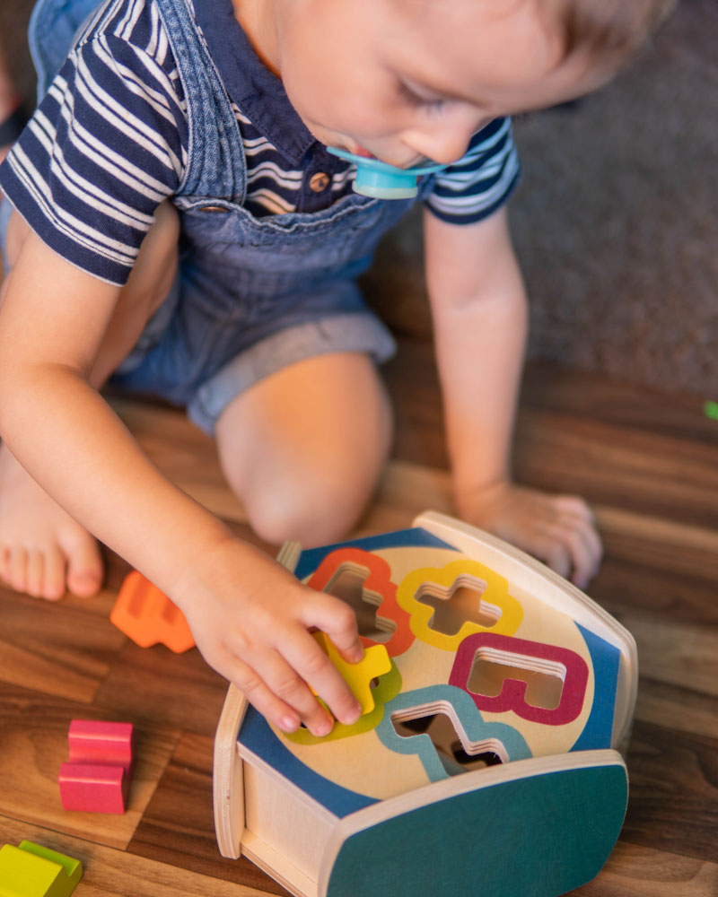 Enfant avec le jouet en bois Sortino de Selecta