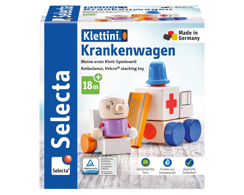 klettini ambulance jouets en bois packaging