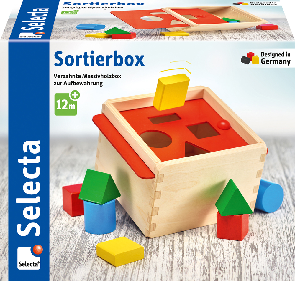 62020_Picknick_FS11_11_2019 Boîte à formes en bois avec des blocs colorés, pour les enfants de 12 mois et plus, de la marque Selecta.